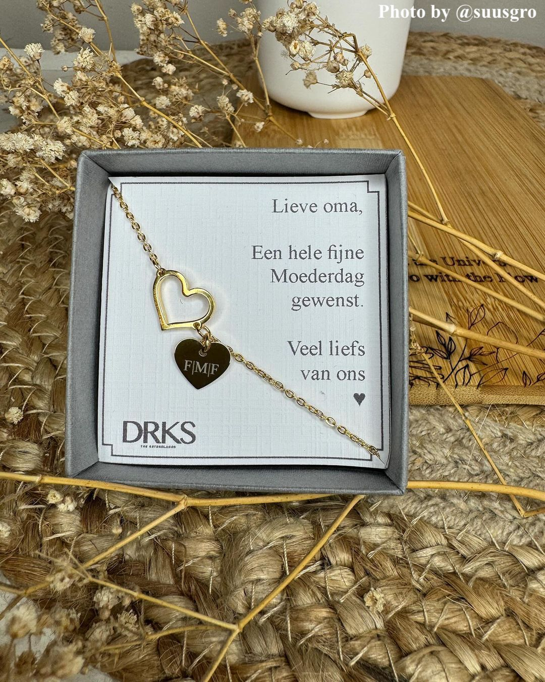 Hartjes armband met naam goud kleurig