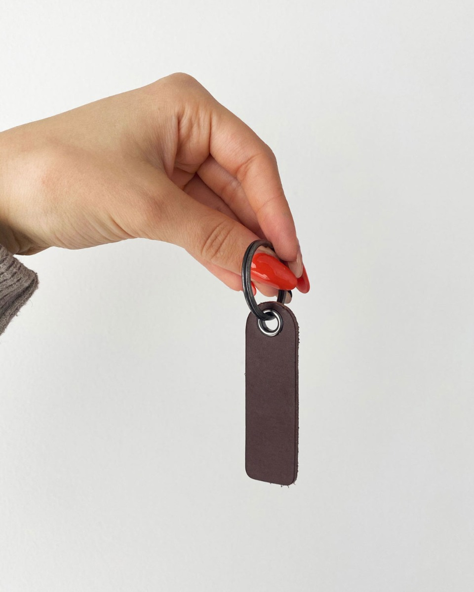 Leren sleutelhanger bruin