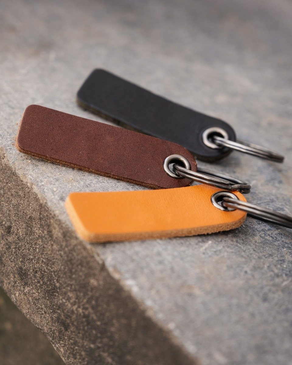 Leren sleutelhanger bruin