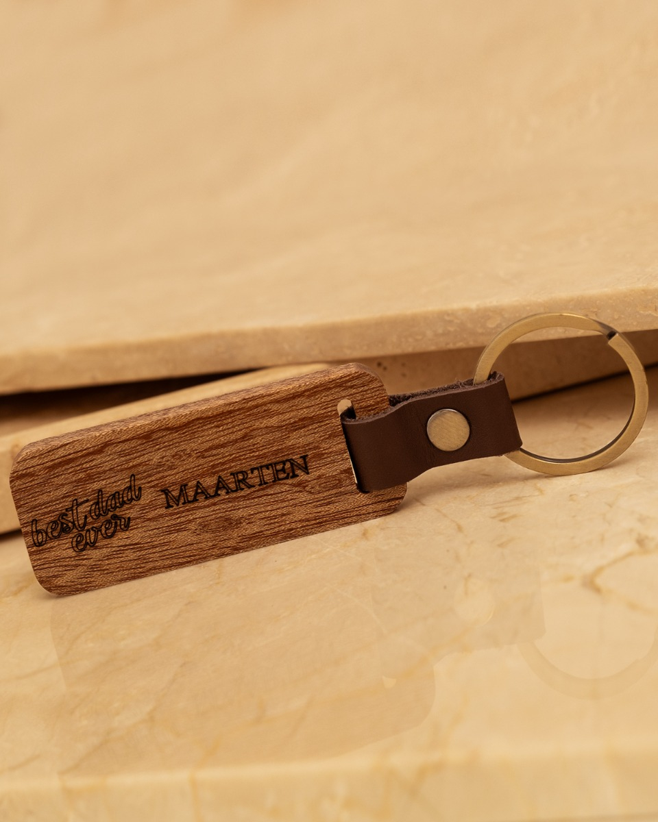 Sleutelhanger hout voor best dad