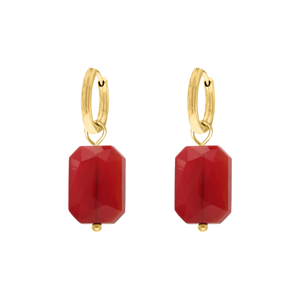 Vintage oorringetjes rood goudkleurig