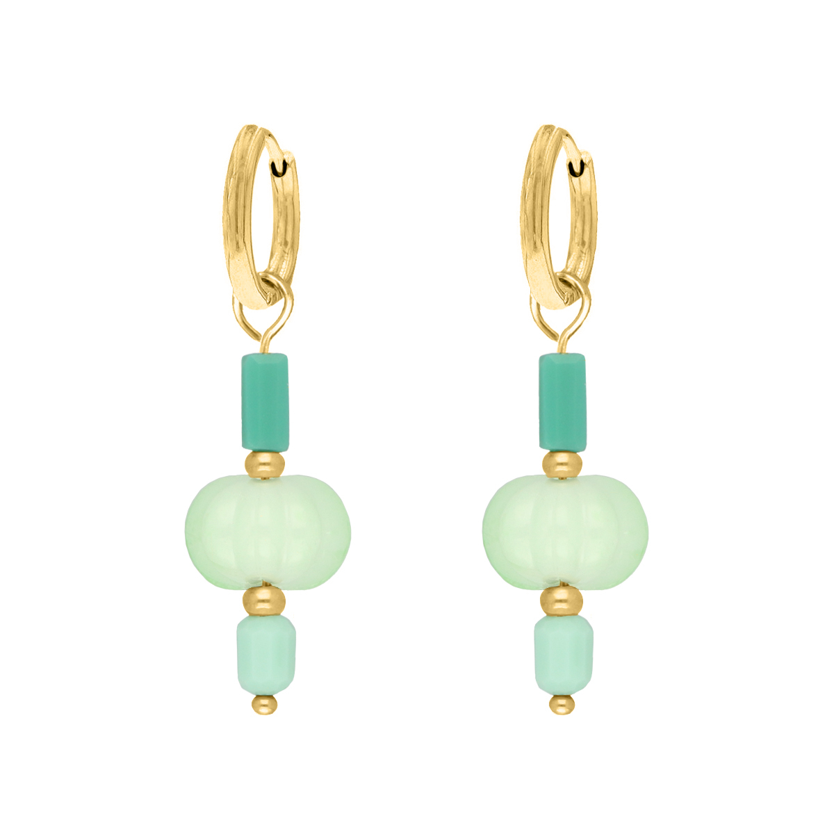 Oorringetjes turquoise hangers goudkleurig