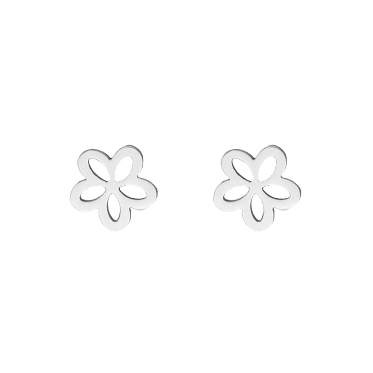 Stud oorbellen bloemetje zilver kleurig