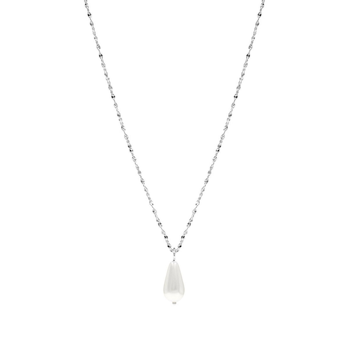 Zilveren parelketting met druppelvormige hanger