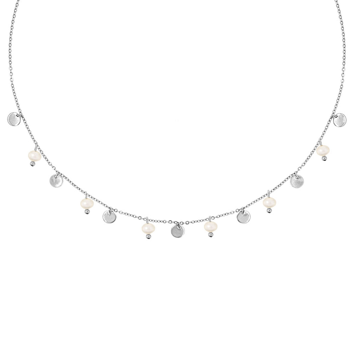 Parelketting met Muntjes Zilver