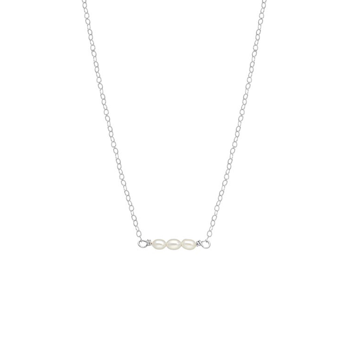 Ketting drie pareltjes sterling zilver