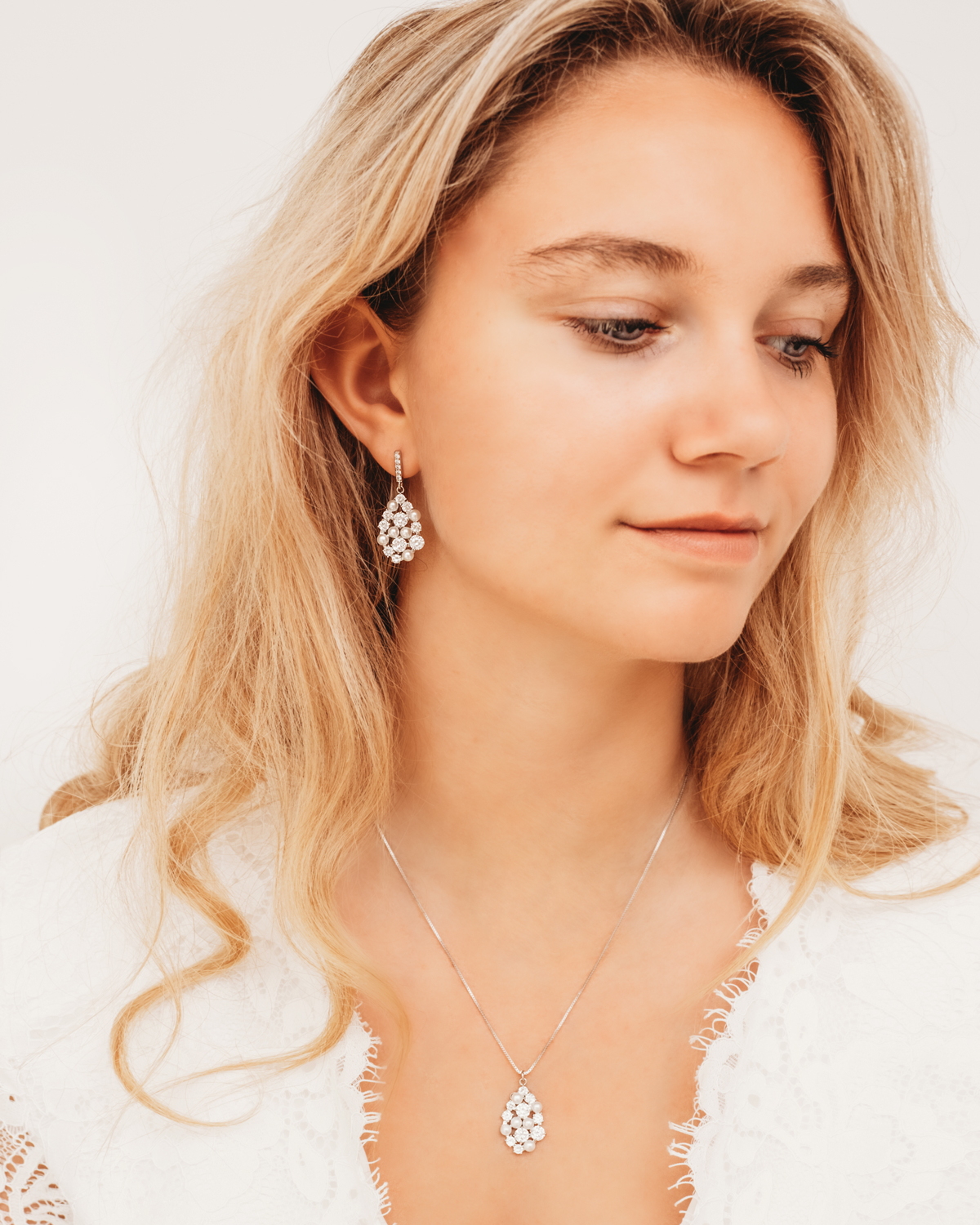 Bruids Ketting Met Parels en Steentjes