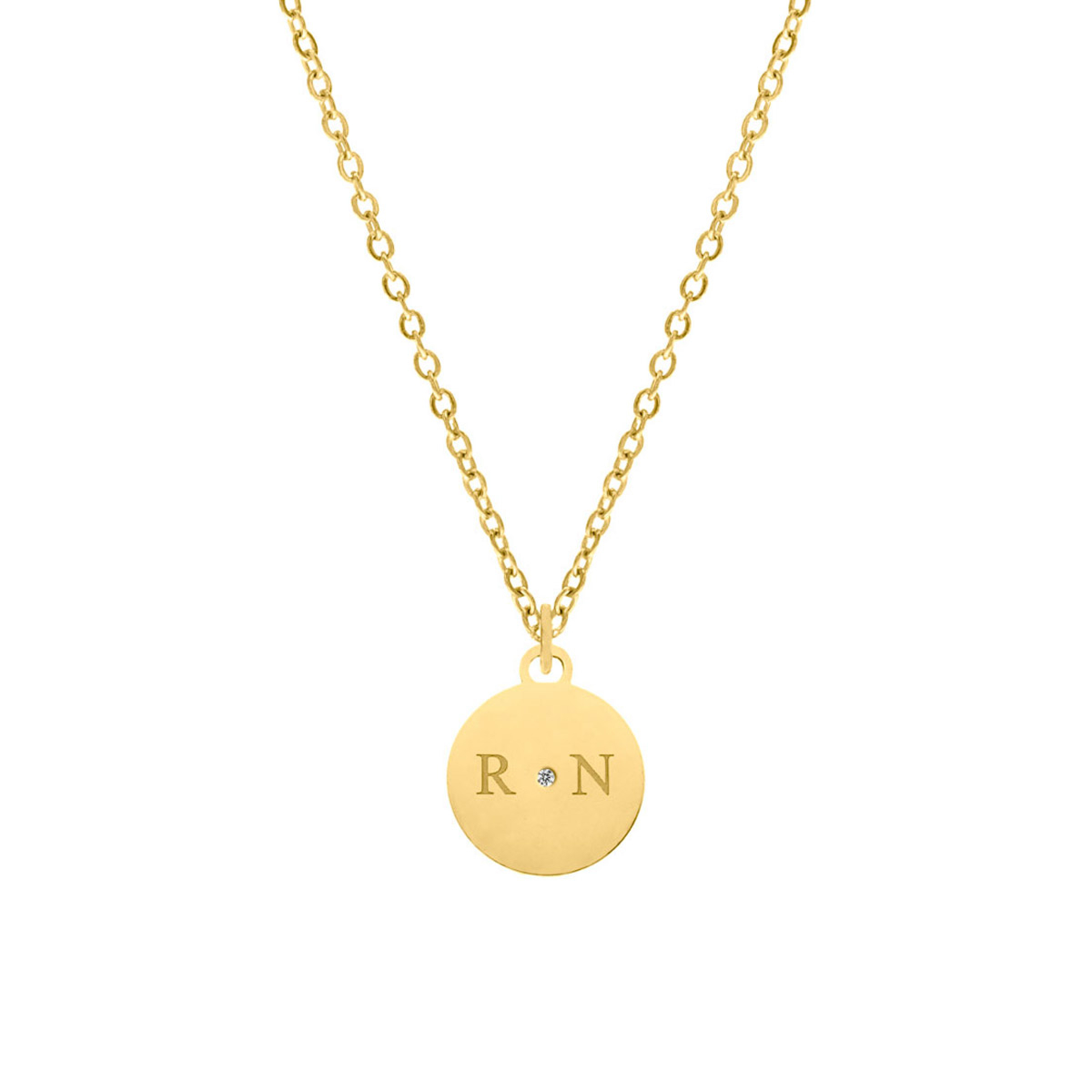 Ketting 2 initialen steentje kleur goud