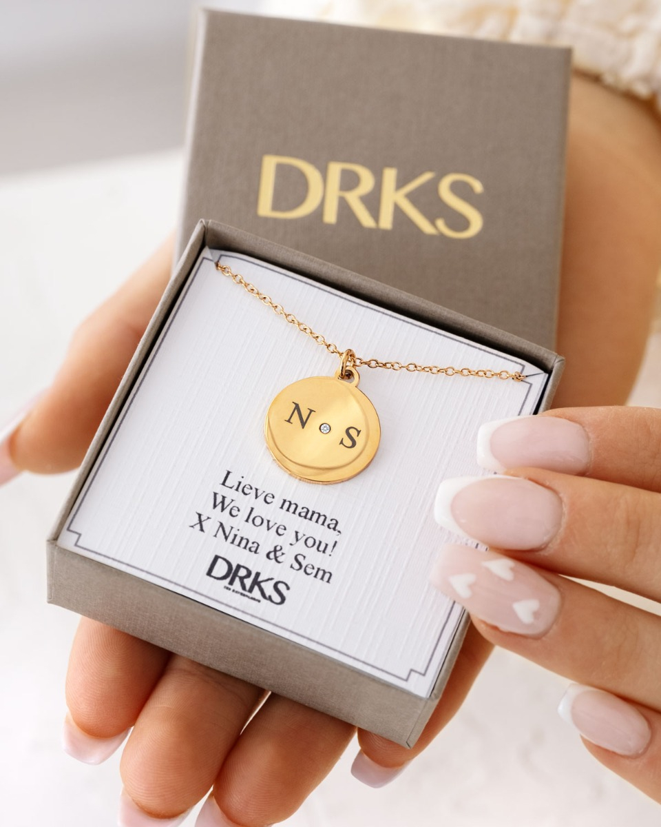 Ketting 2 initialen steentje kleur goud