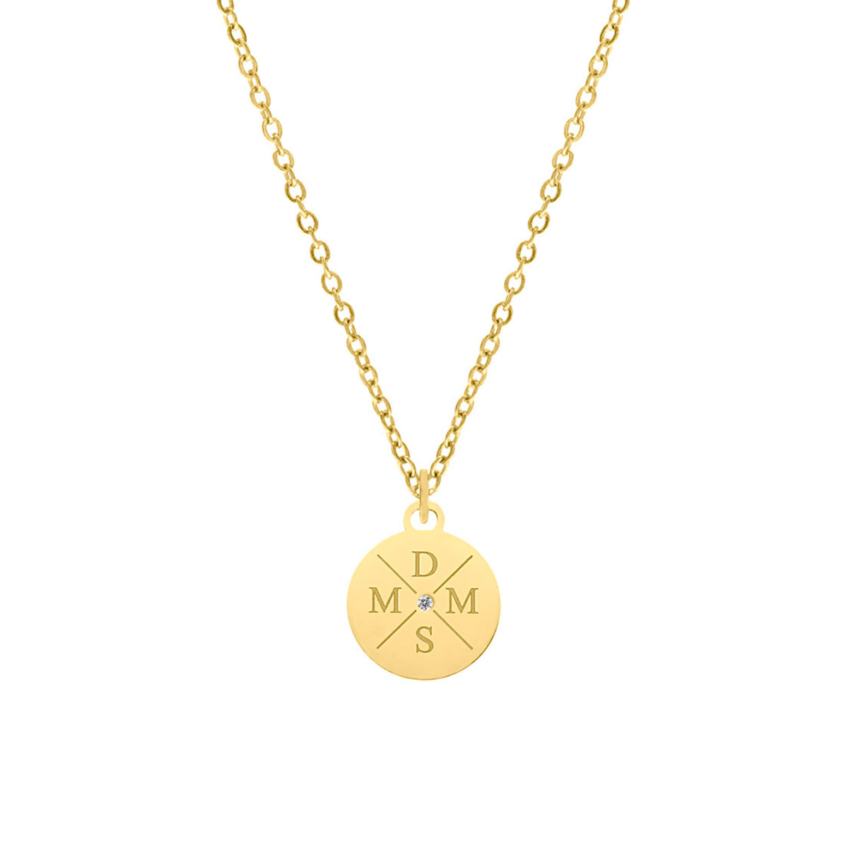 Ketting 4 initialen steentje kleur goud