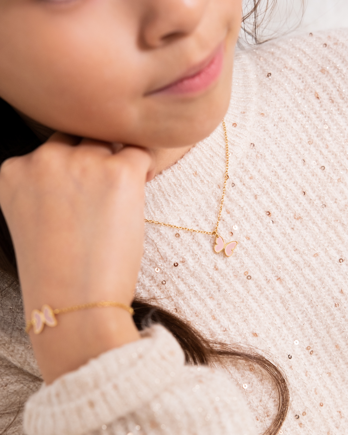 Roze vlindertjes sieraden kids