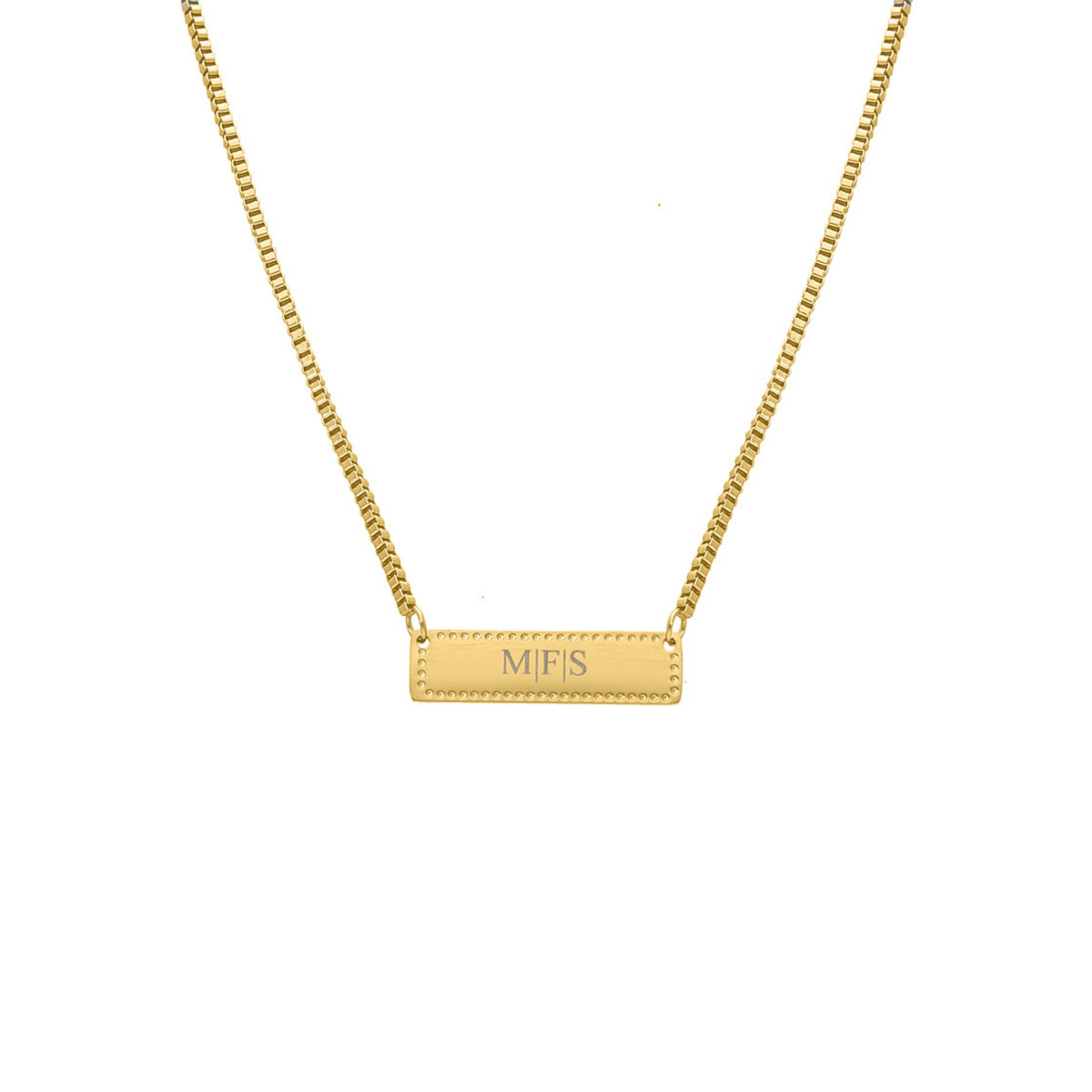 Gouden ketting met graveerbare vintage bar