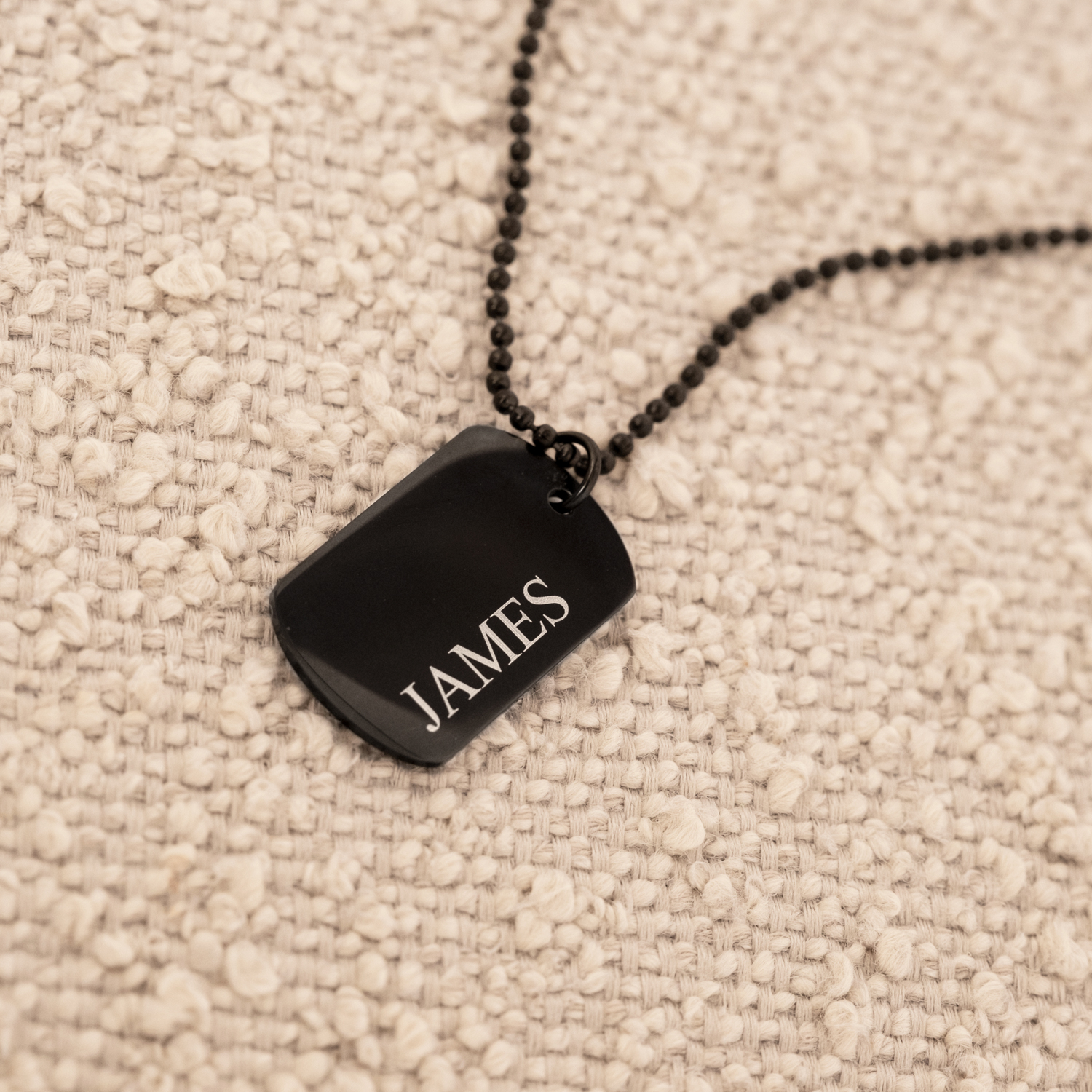 Graveerbare dog tag ketting kids in de kleur zwart