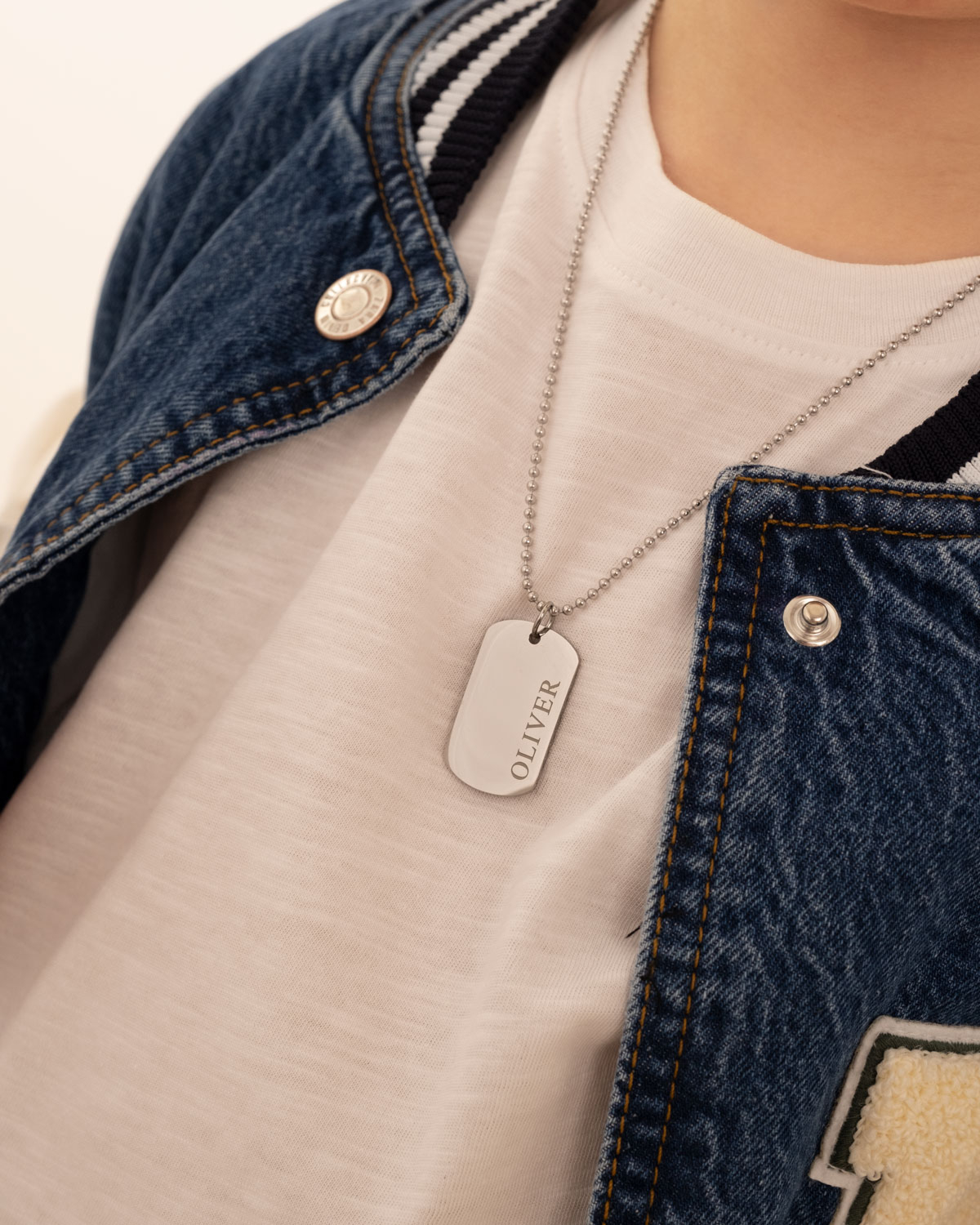 Graveerbare dog tag ketting kids