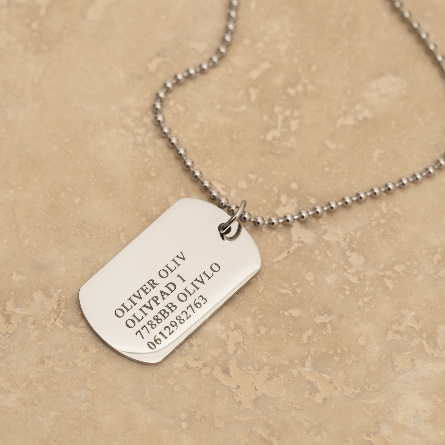 Graveerbare dog tag ketting kids
