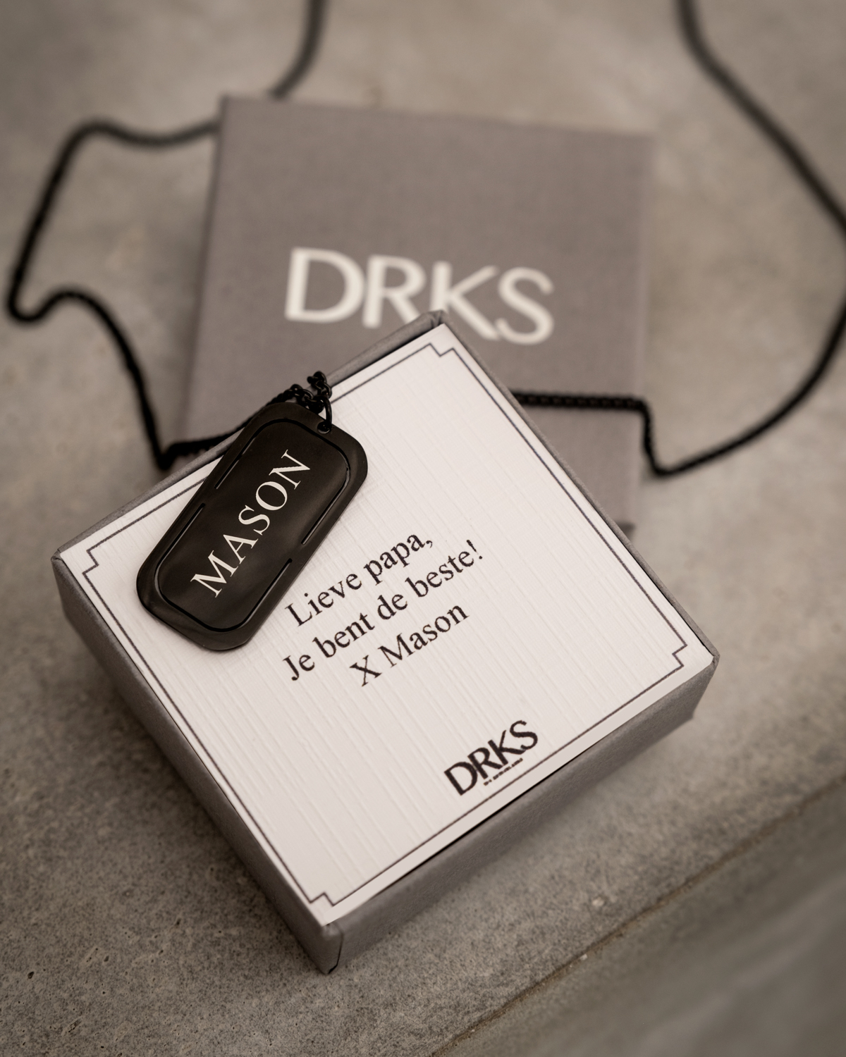 Graveerbare tag ketting heren zwart