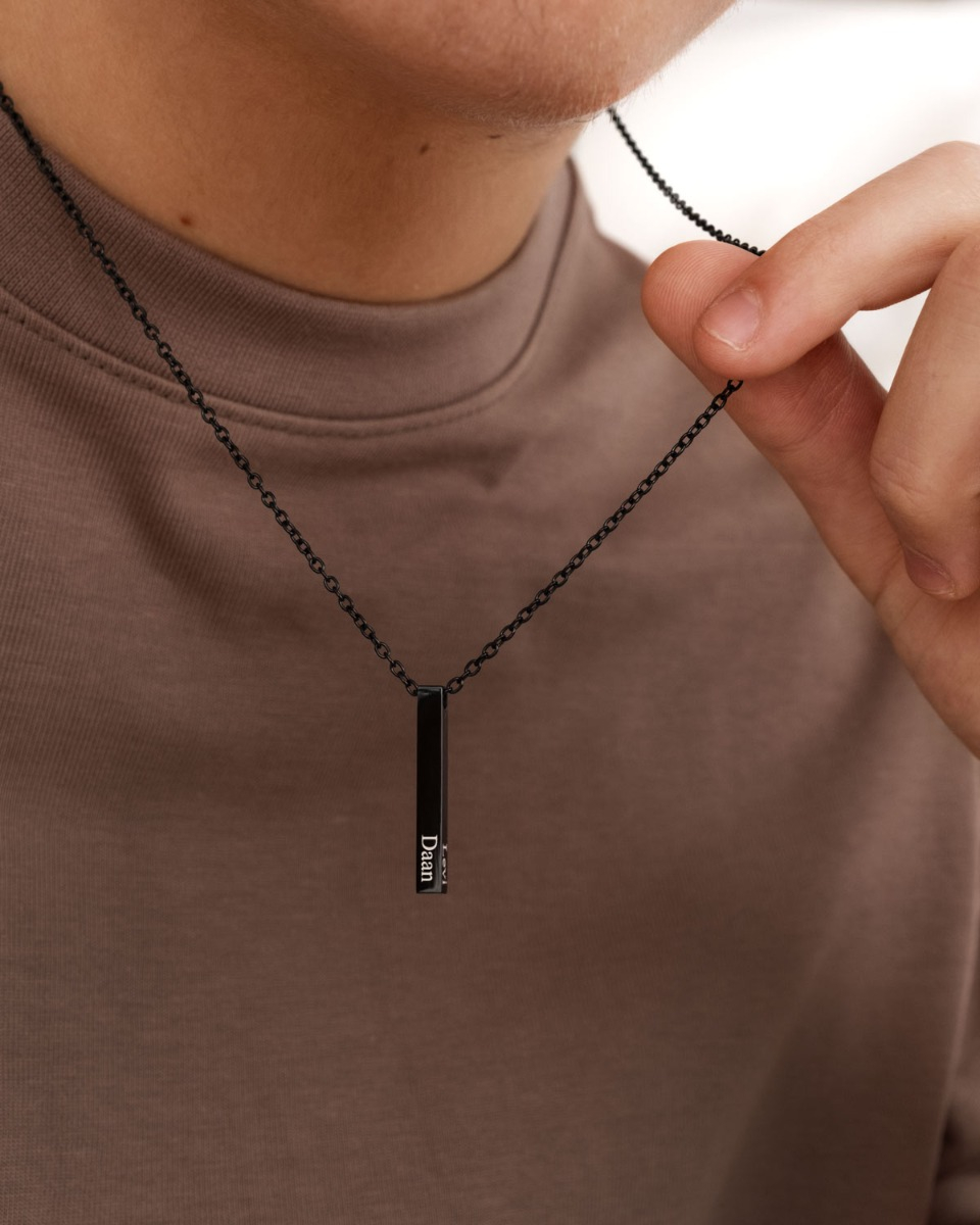 zwarte heren ketting met namen