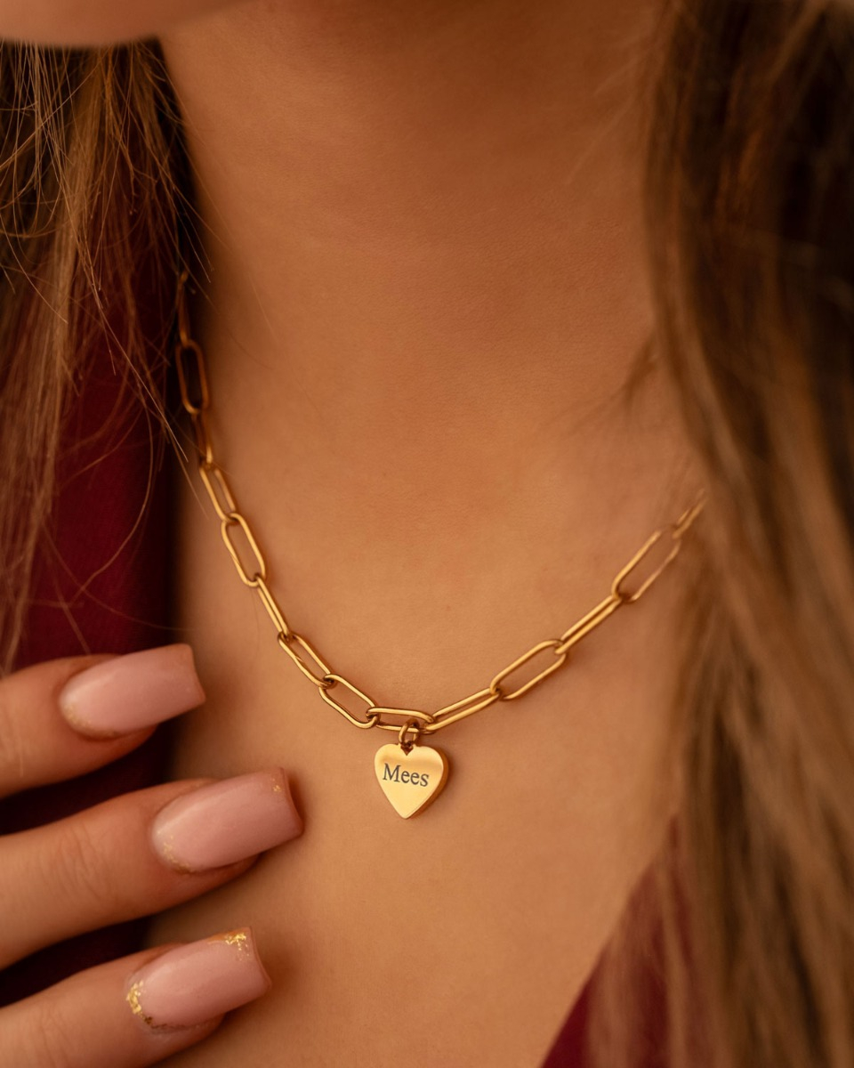 Gouden ketting met graveerbaar hartje