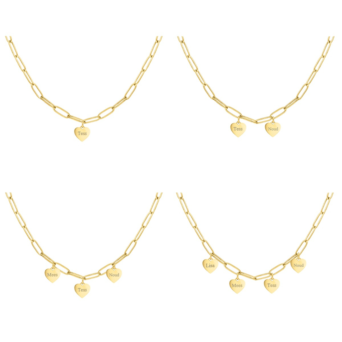Hartjes ketting met jouw gravering goudkleurig