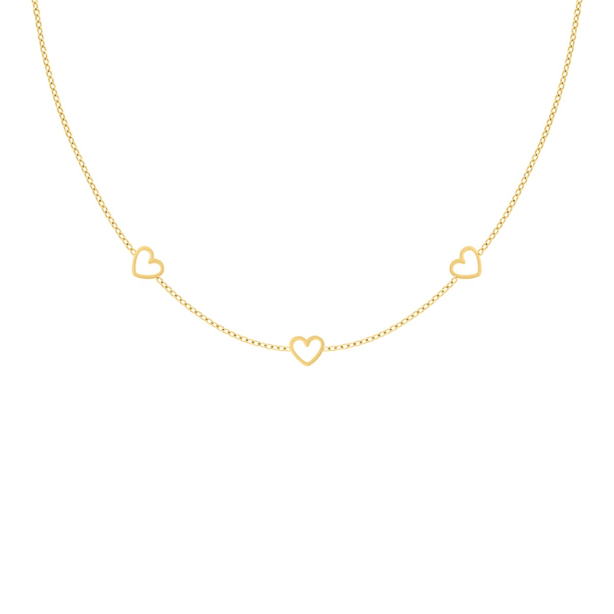 Ketting met 3 hartjes goudkleurig