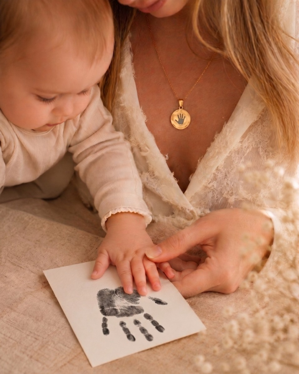 Graveerbare ketting handafdruk goudkleurig