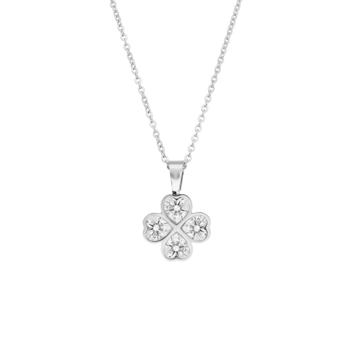 Lucky clover ketting zilver
