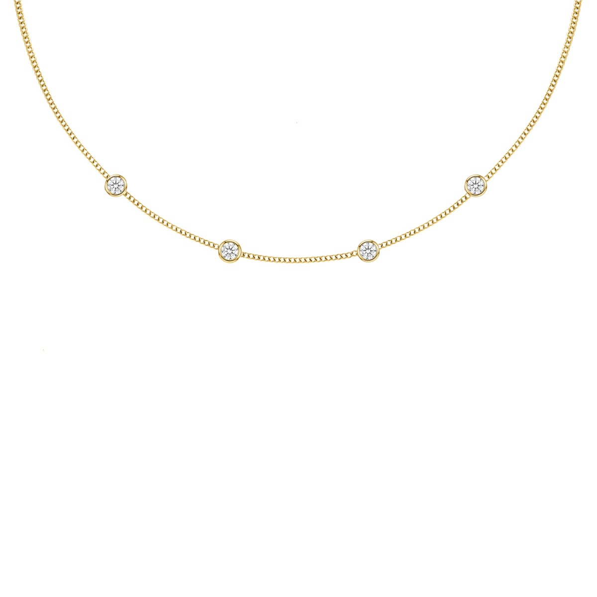 Loved ones ketting 4 steentjes goudkleurig