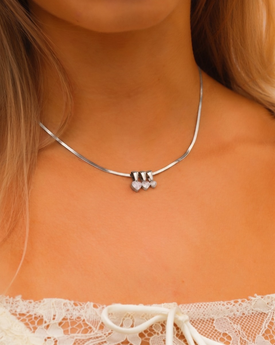 Hartjes ketting zilver