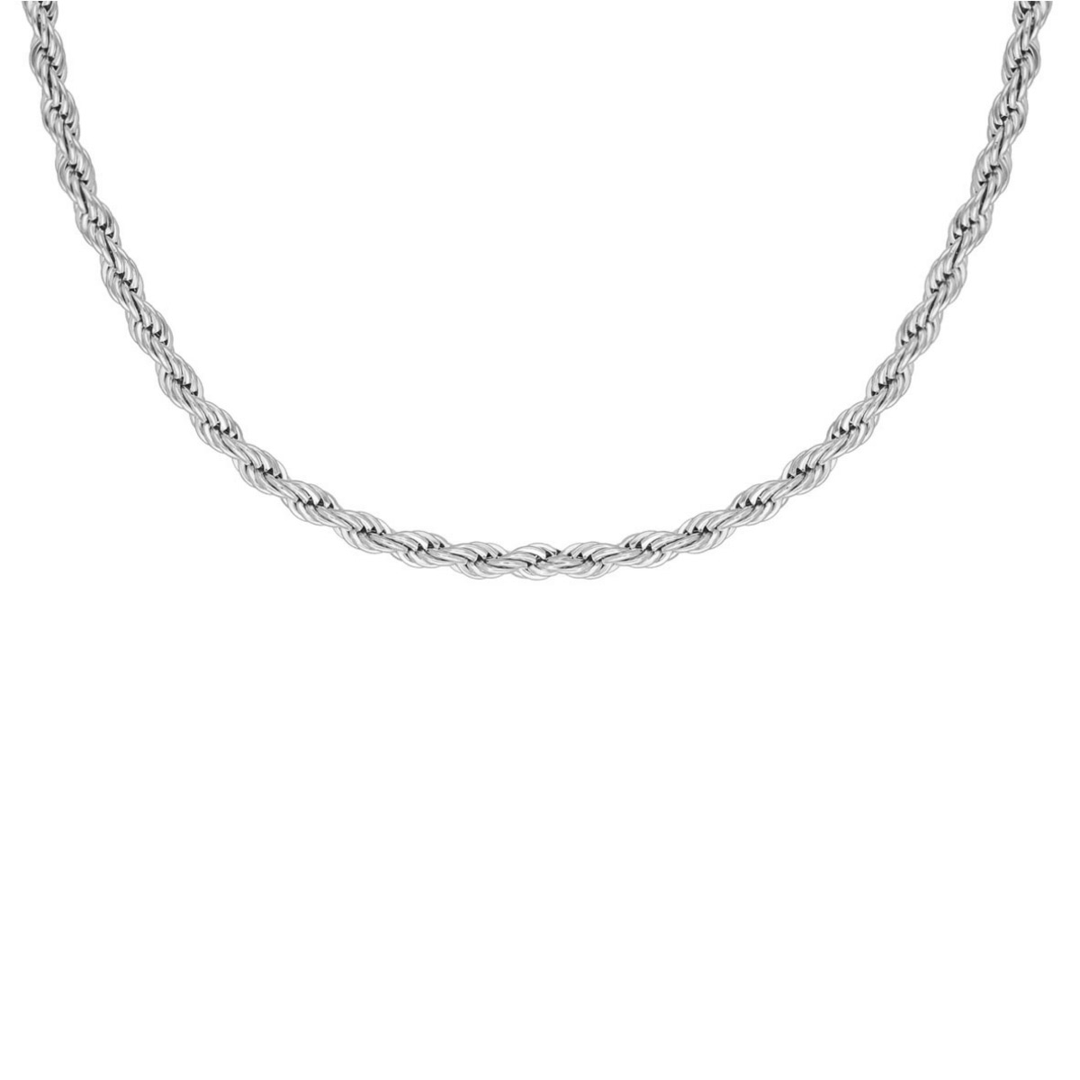 Heren schakelketting gedraaid zilverkleurig