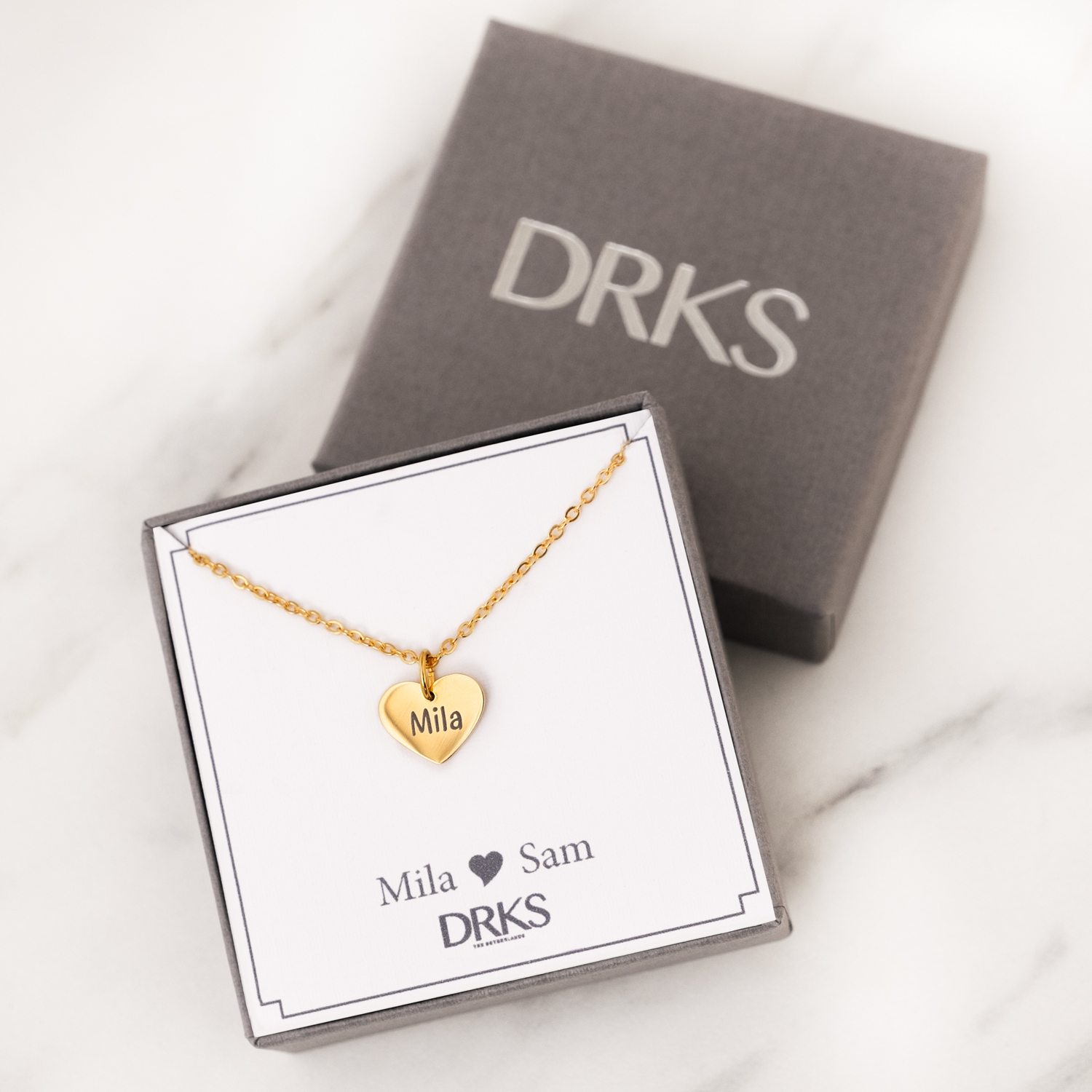 Kinder ketting graveerbaar hartje goud kleur
