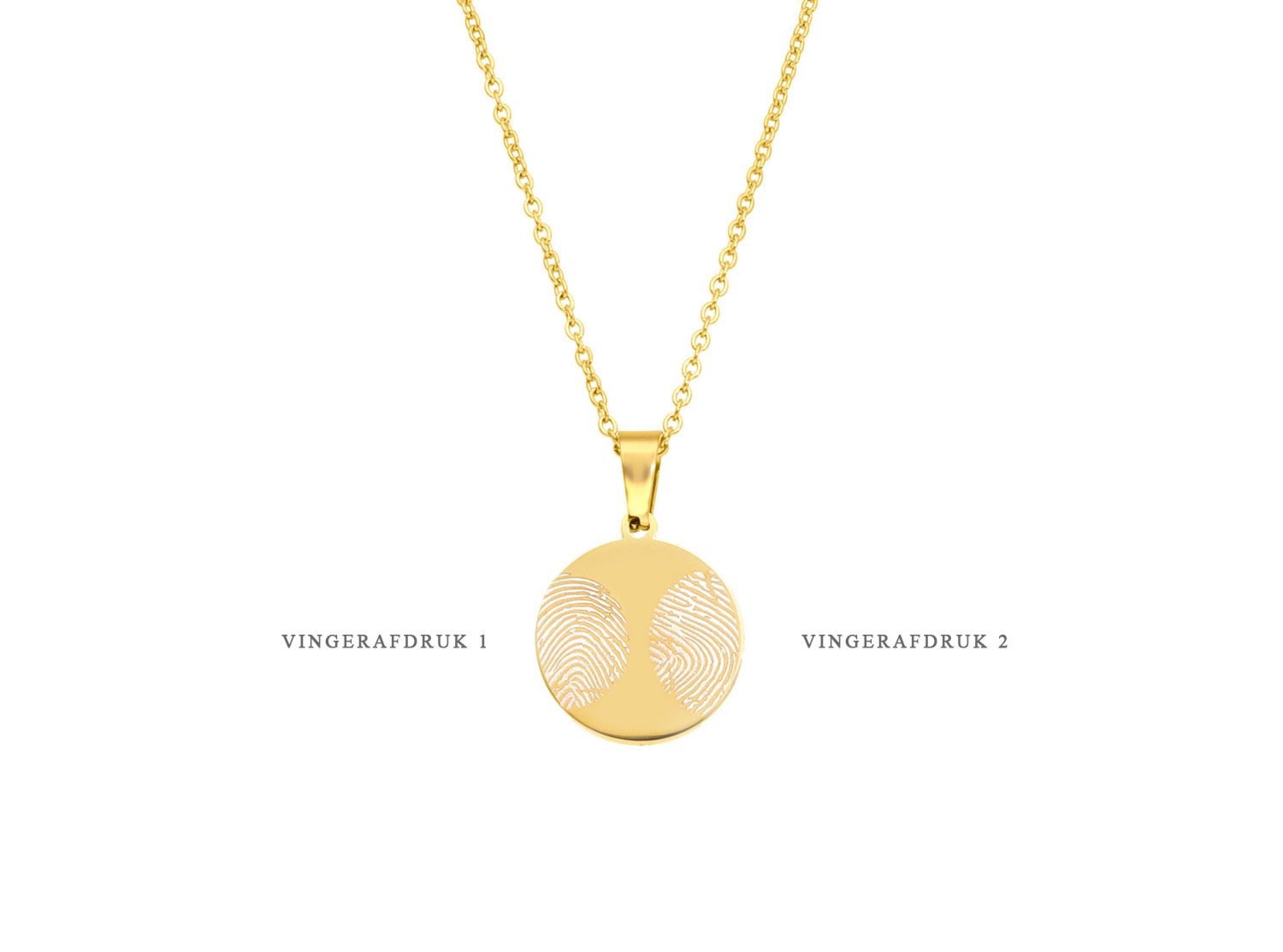 Ketting met 2 vingerafdrukken goudkleurig