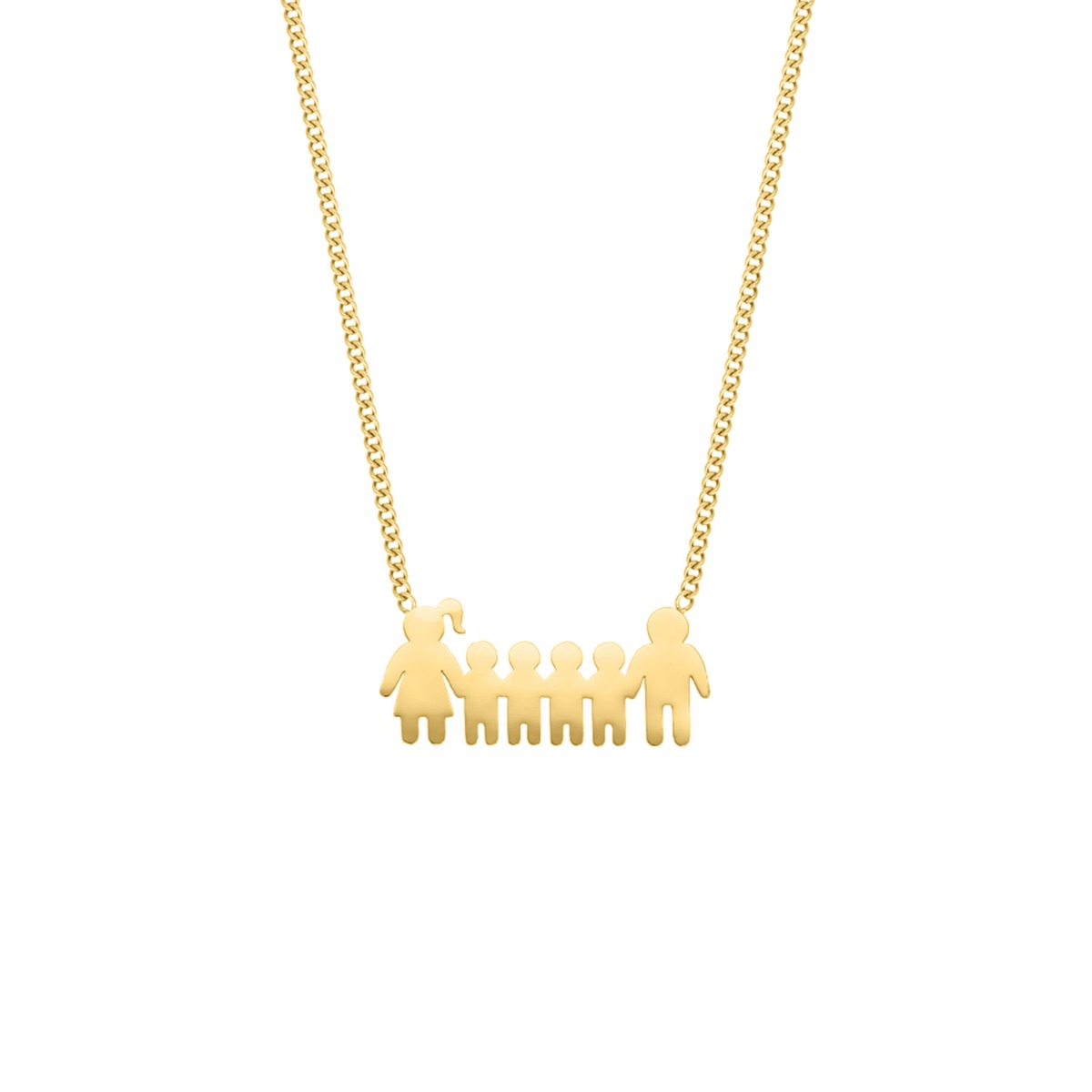 Ketting man vrouw en vier kinderen goudkleurig