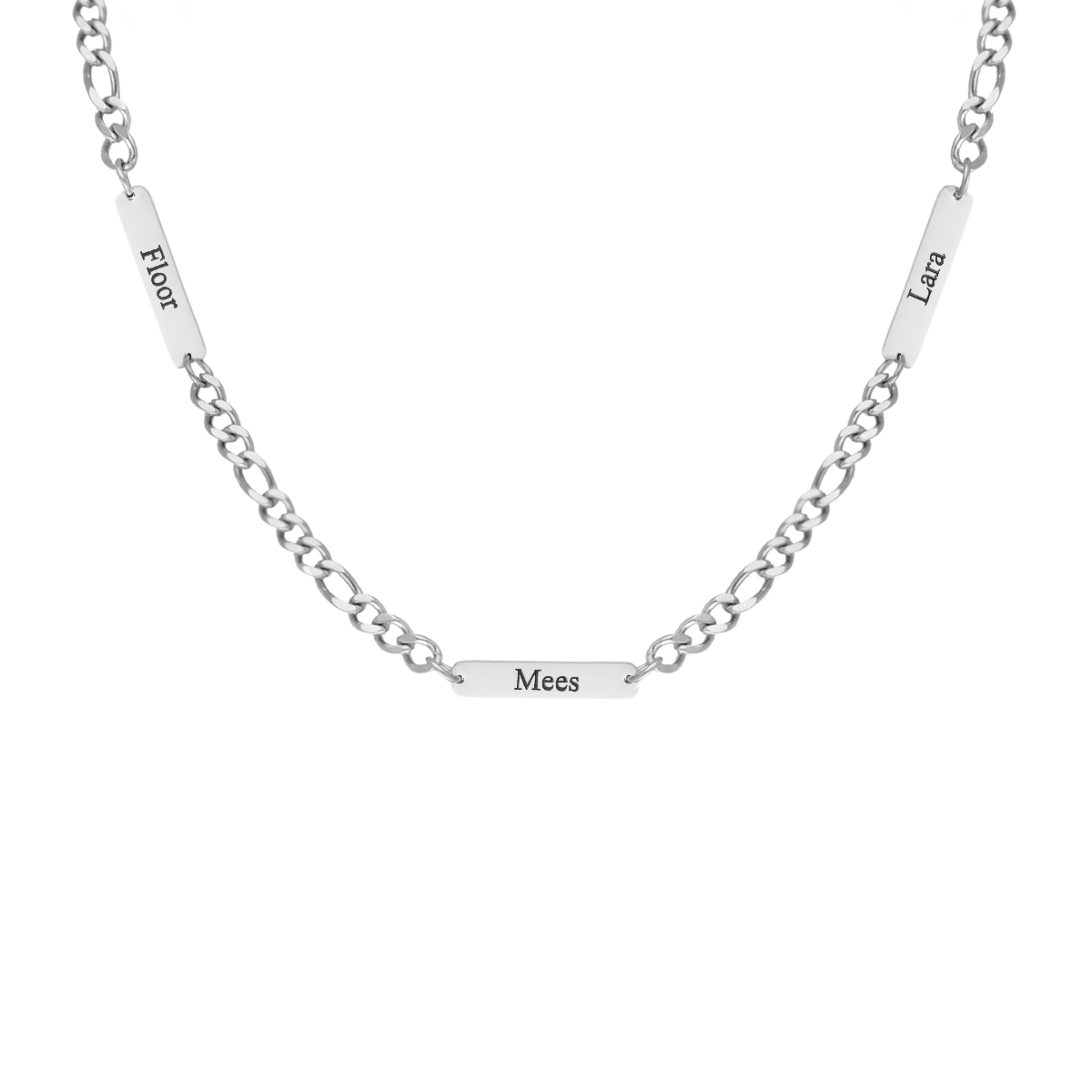 Heren ketting met namen zilver