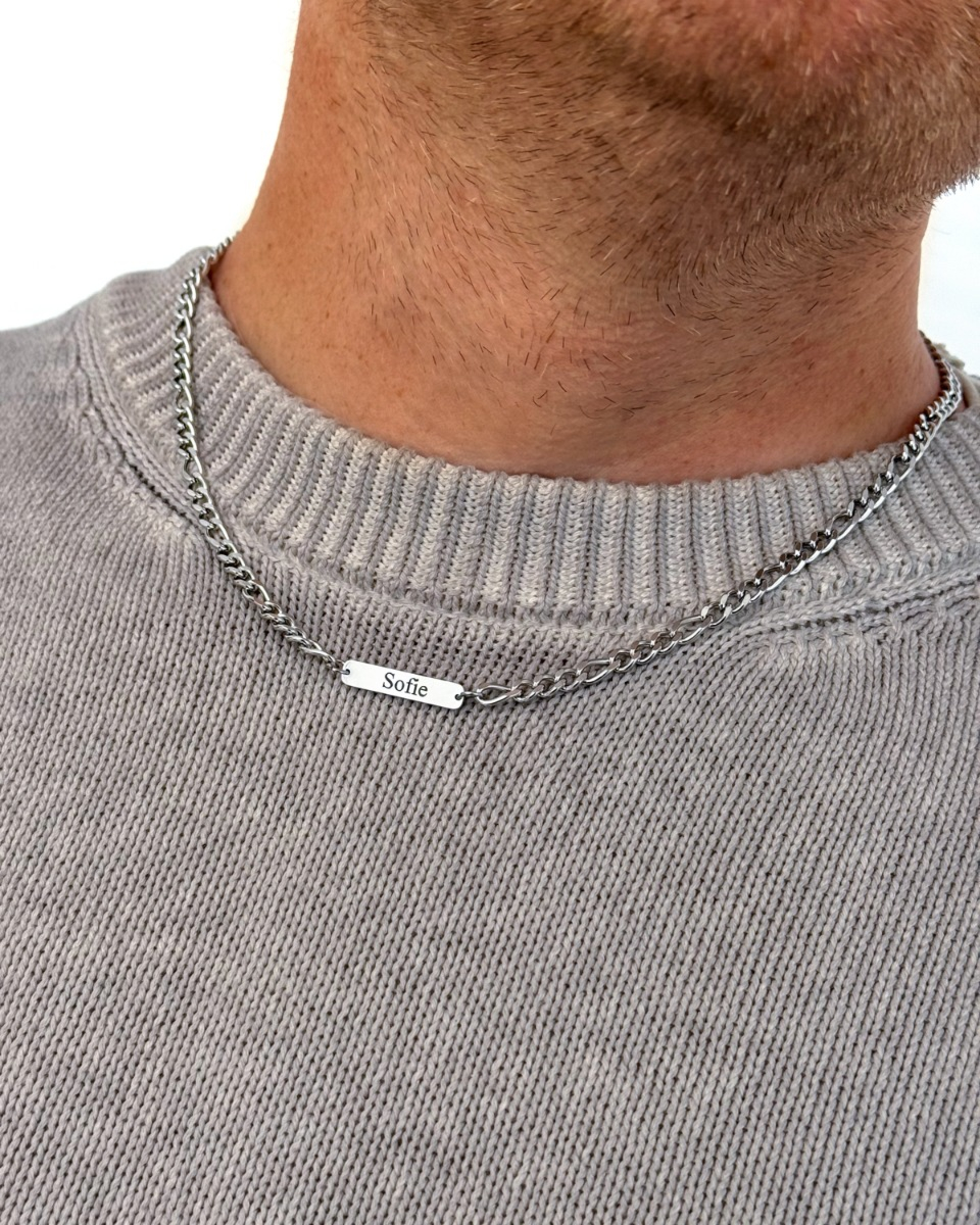 Zilveren ketting met 1 naam