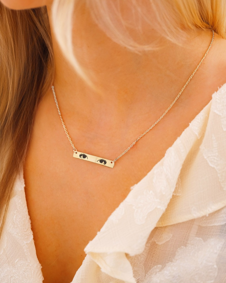Zilveren ketting met ogen