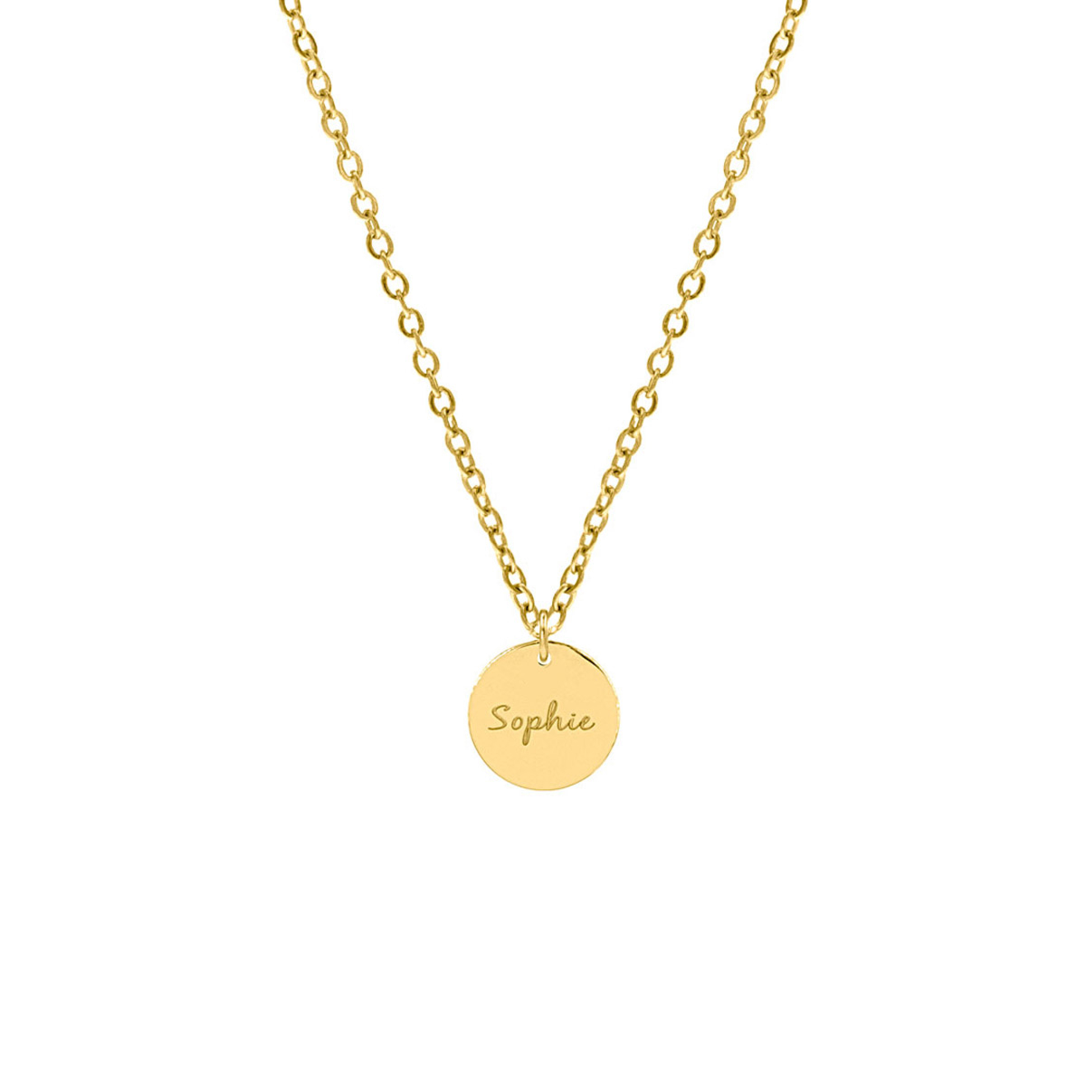 Ketting met naam op muntje goud