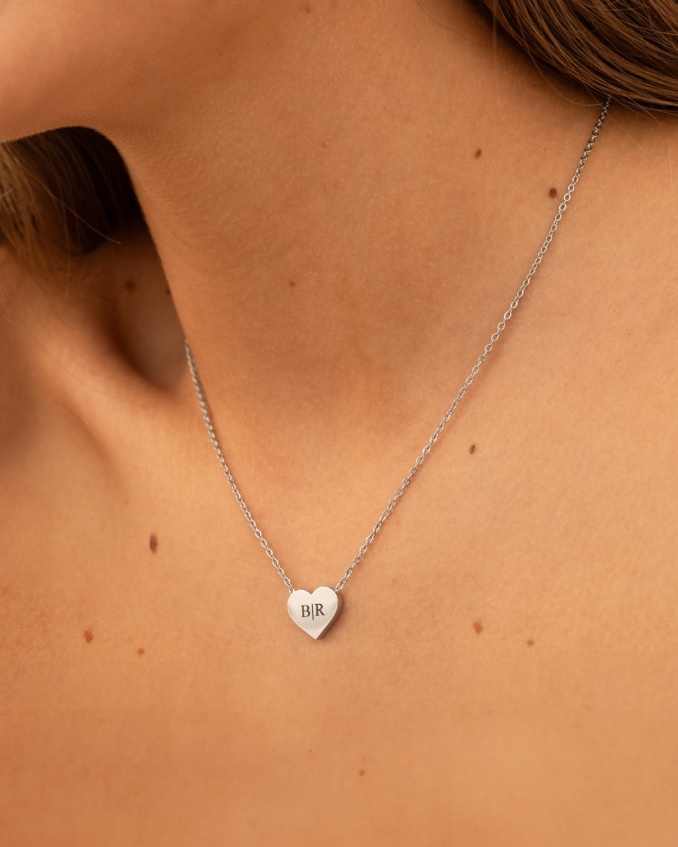 Hartjes ketting zilver met letters