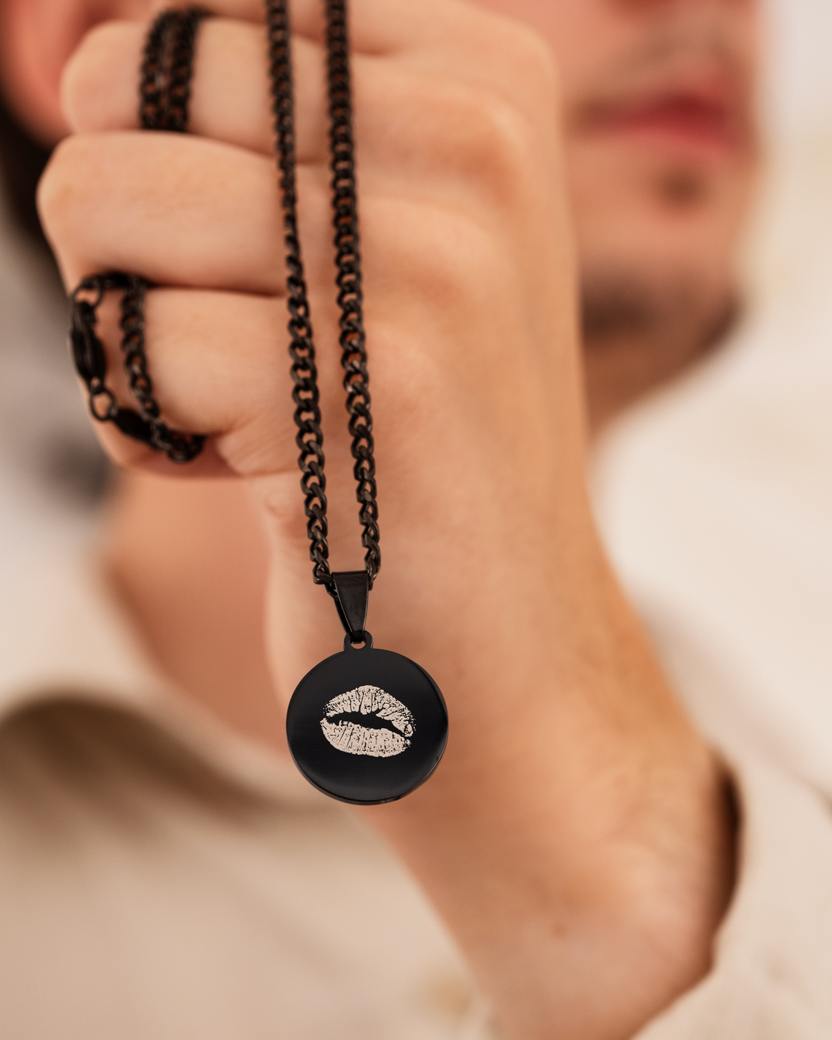 Kus afdruk ketting zwart