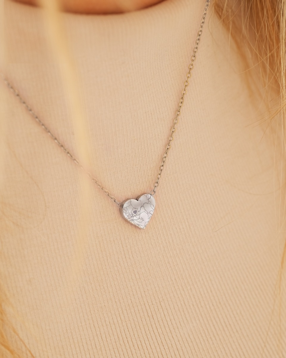 Zilveren where we met ketting met hartje