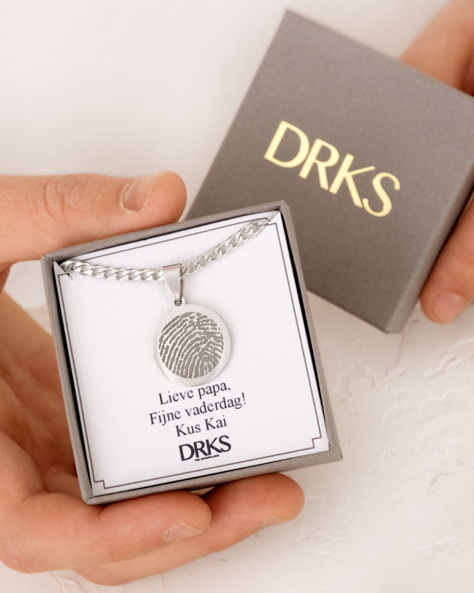 sieradendoosje met heren ketting met vingerafdruk