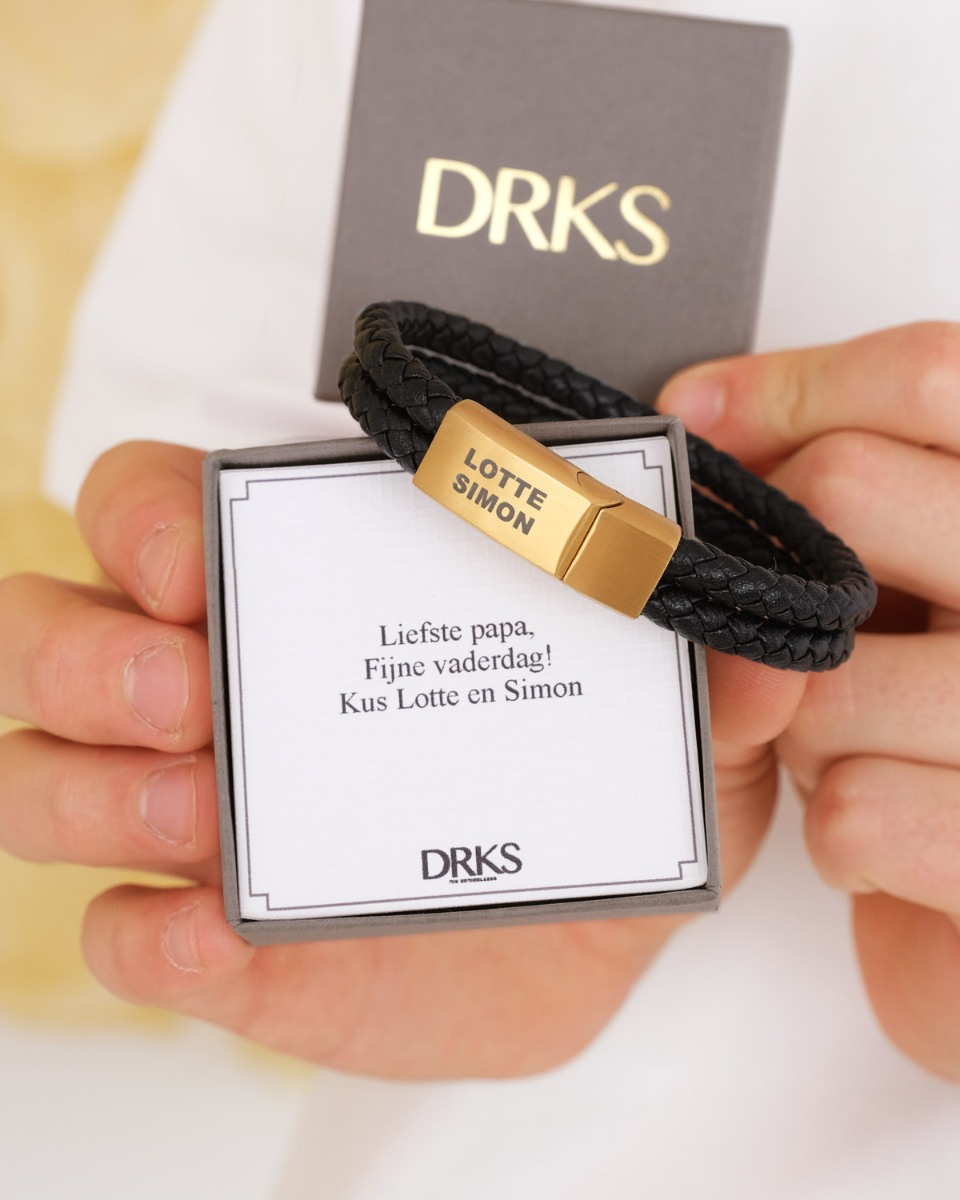 gouden heren armband met doosje en tekstje voor vaderdag