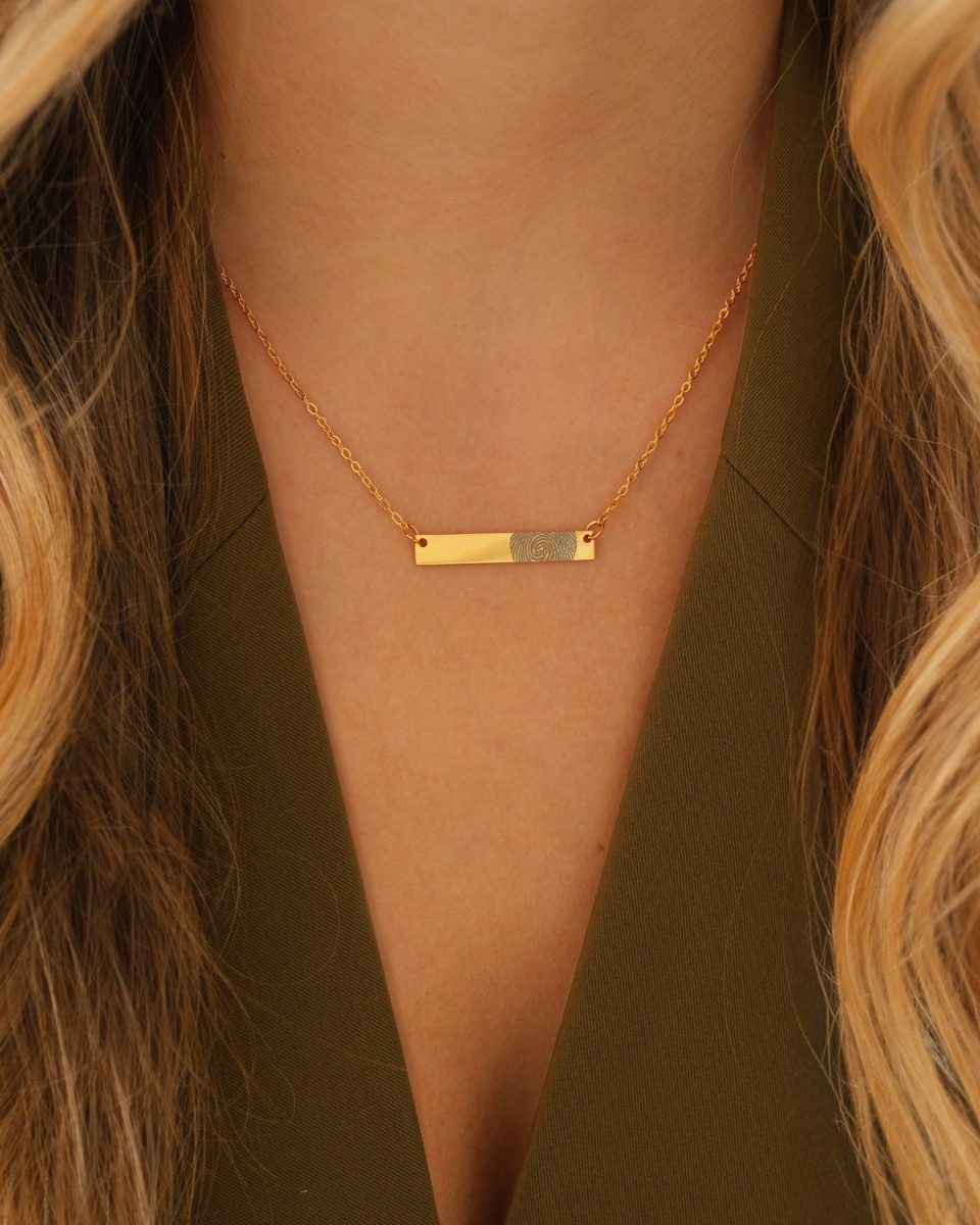 gouden graveerbare ketting met vingerafdruk