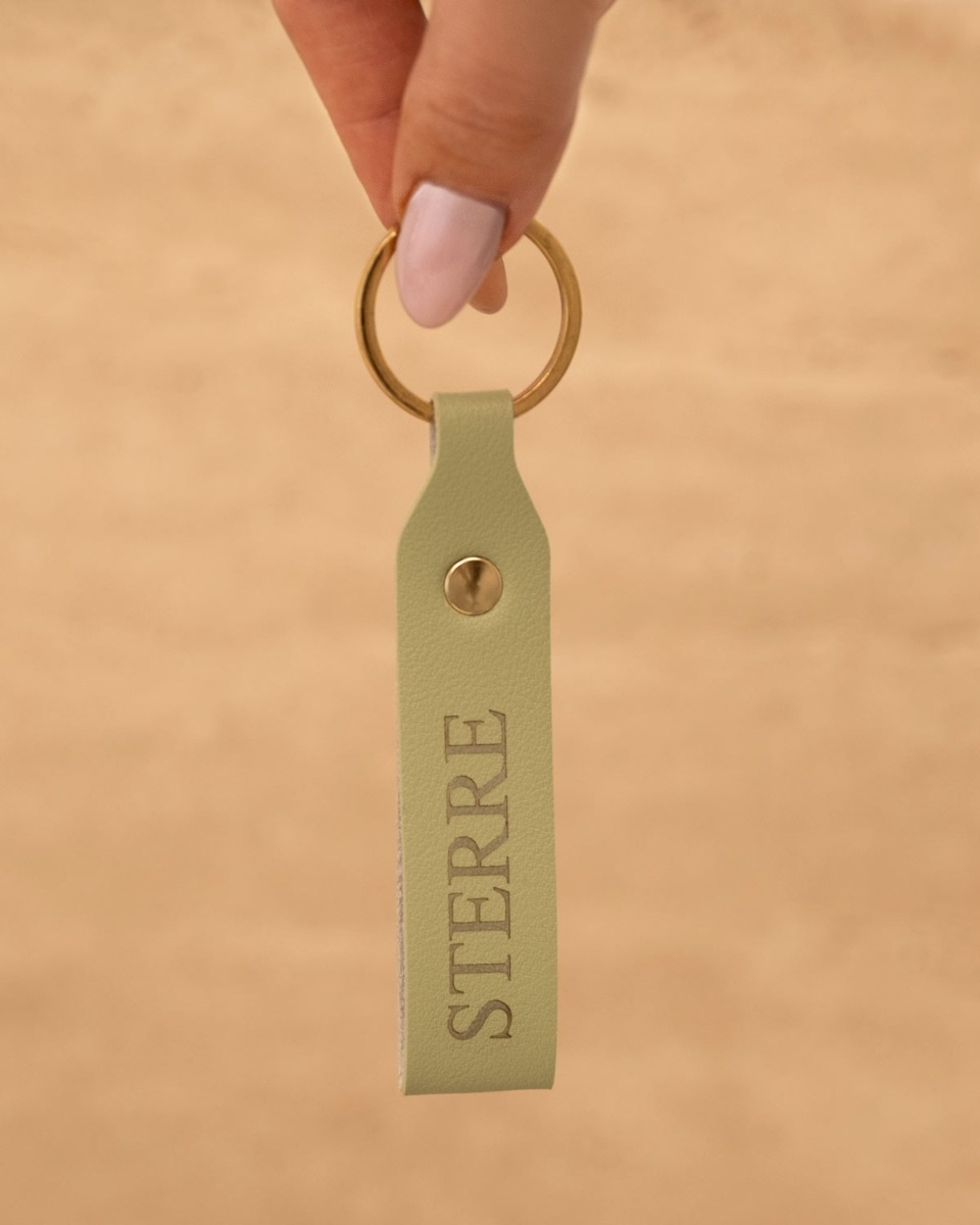 groene sleutelhanger met naam