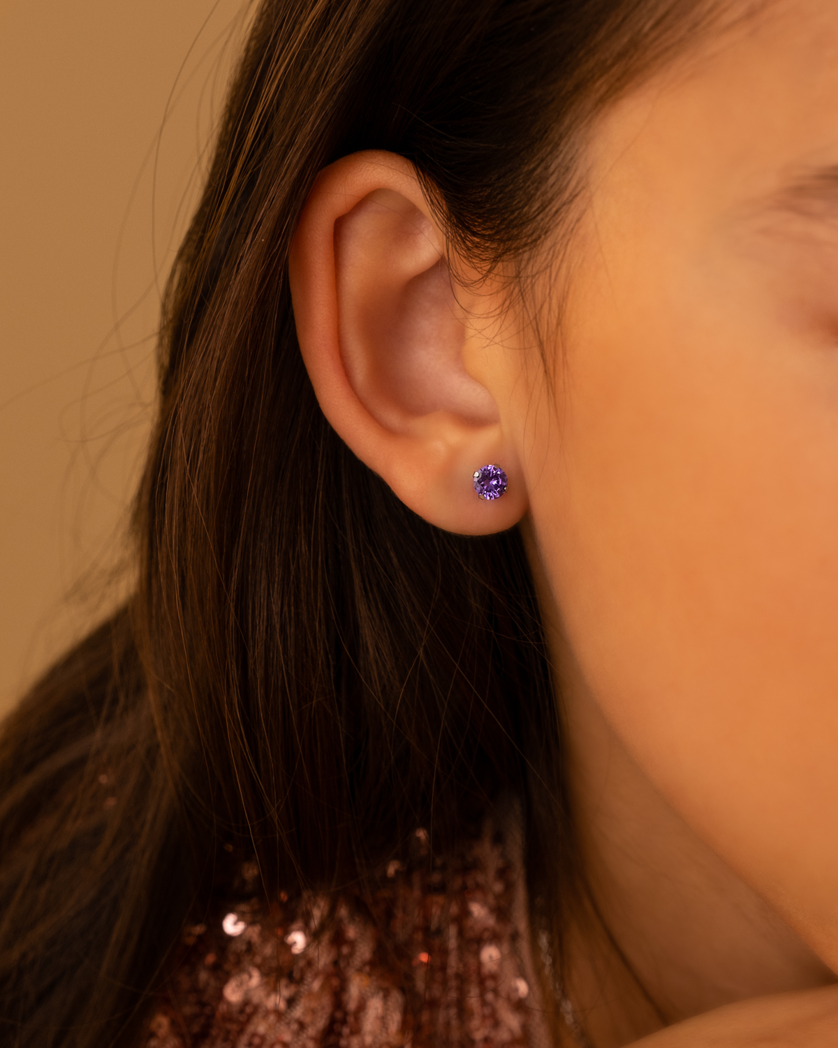Purple stone kinder oorbellen