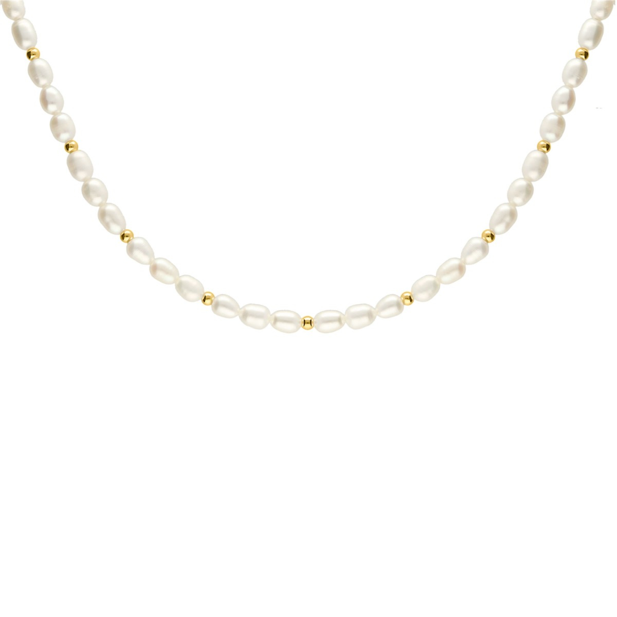 Parel ketting bolletjes goudkleurig