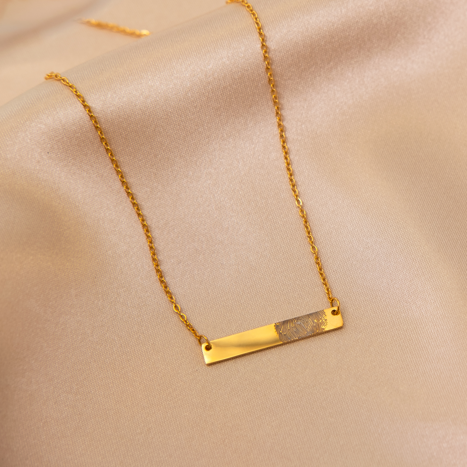 Bar ketting vingerafdruk goud kleurig