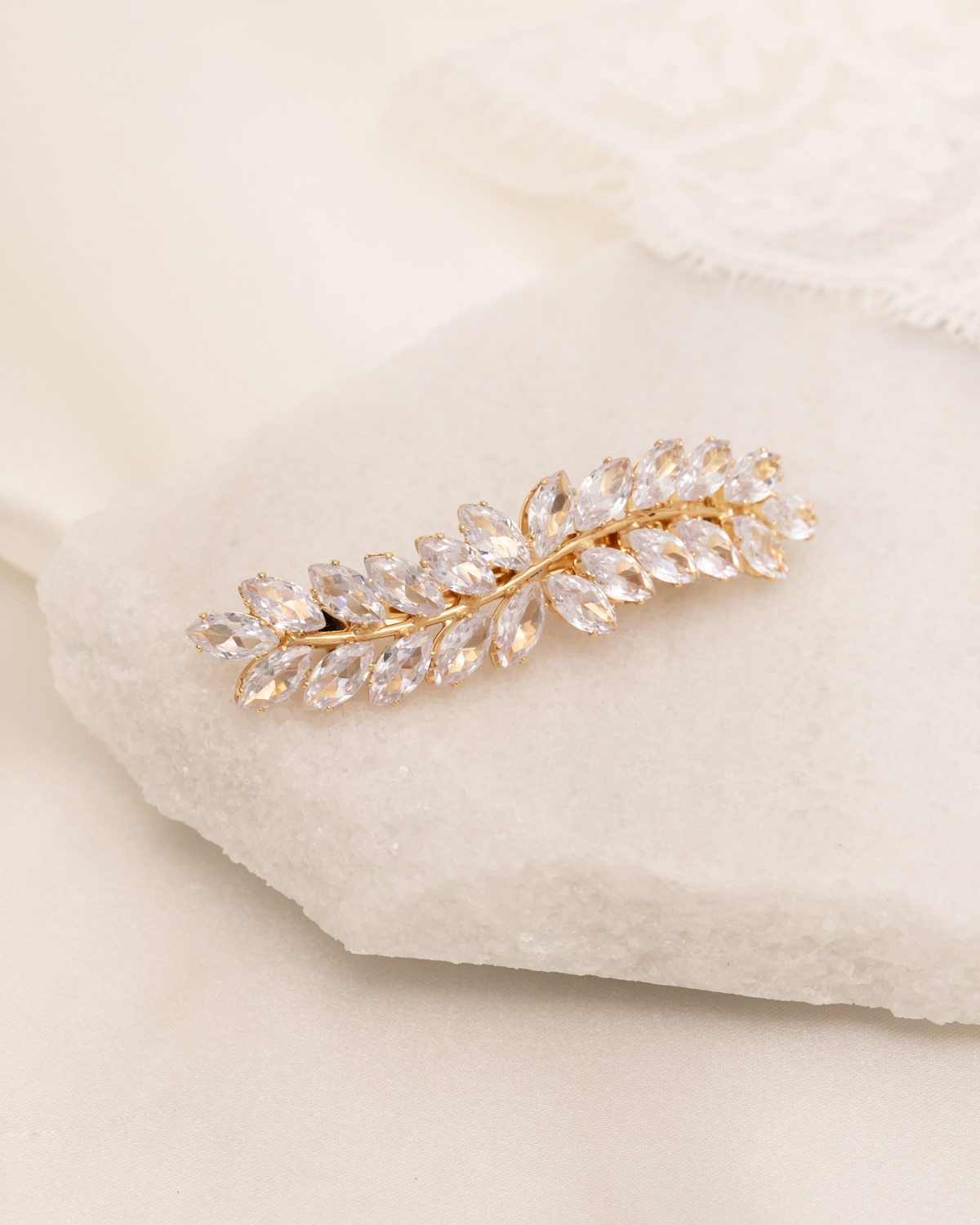 Haarclip luxury leaves goldplated