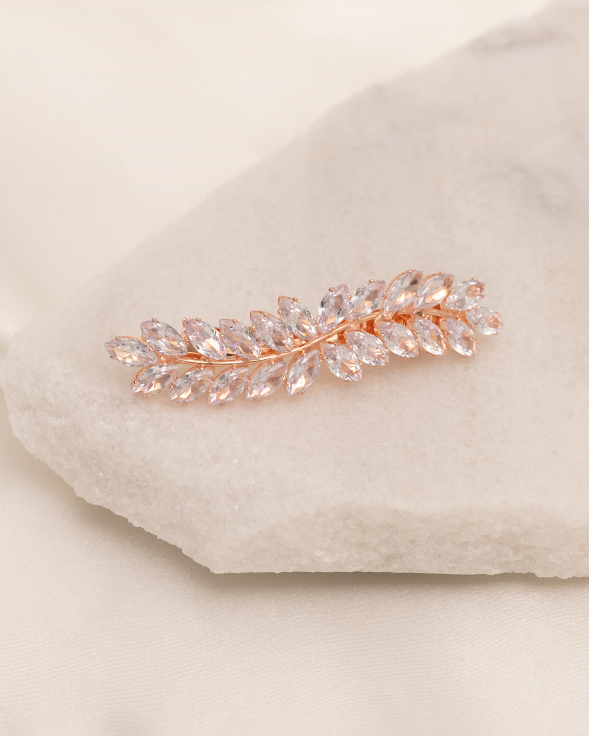 Haarclip luxury leaves rose goldplated