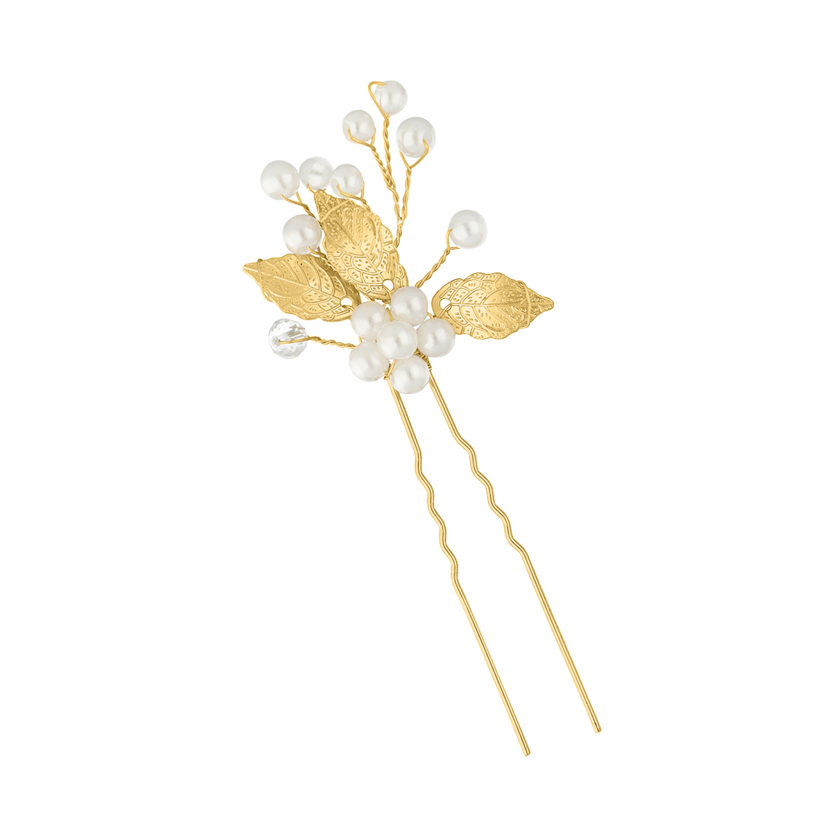 Bohemian haarpin met parels small goudkleurig