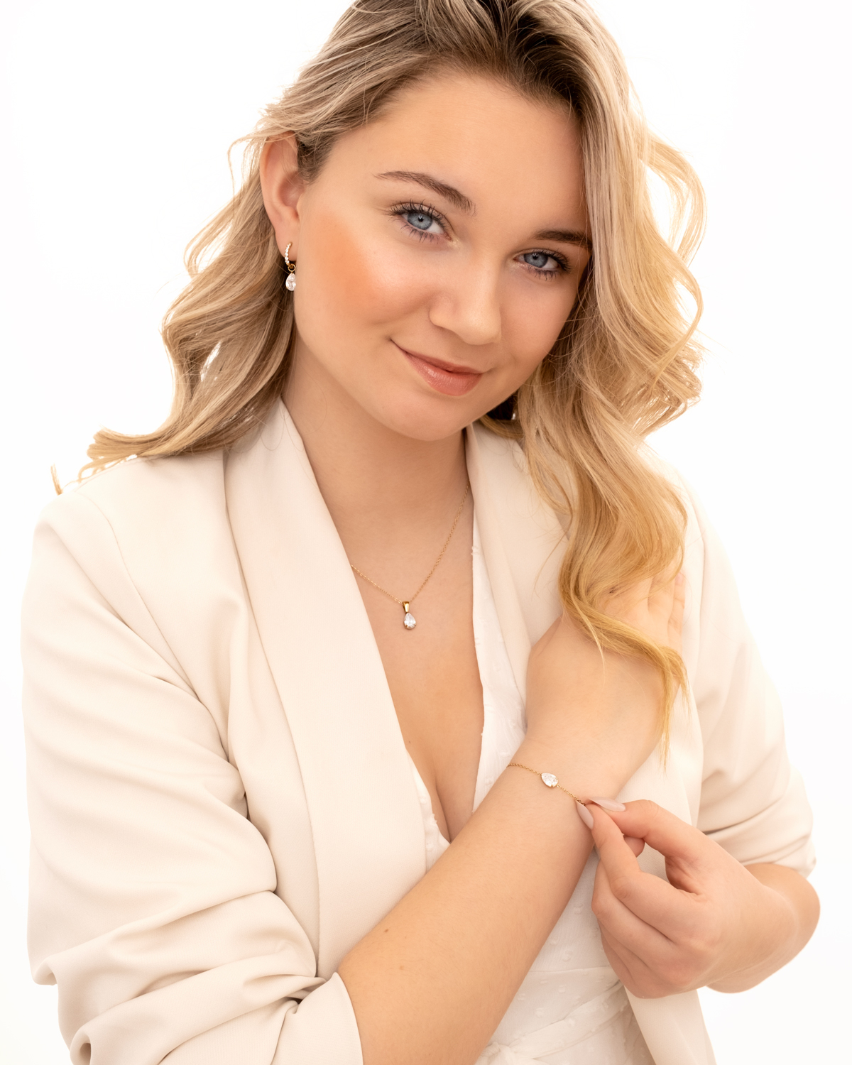 Sieraden set crystal drop goudkleurig